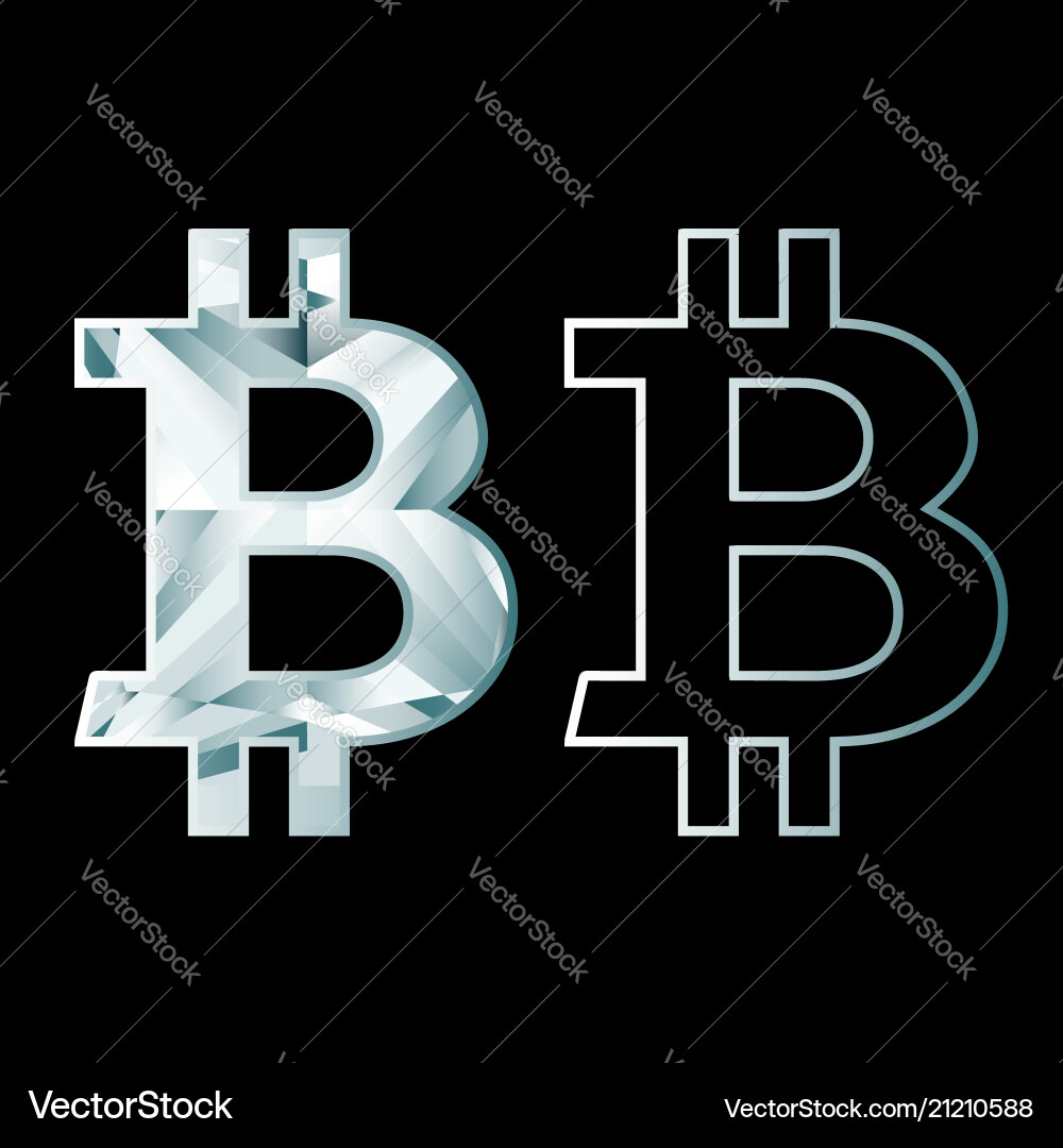 Diamond bitcoin sign on black background – Royalty-Free Vector | VectorStock