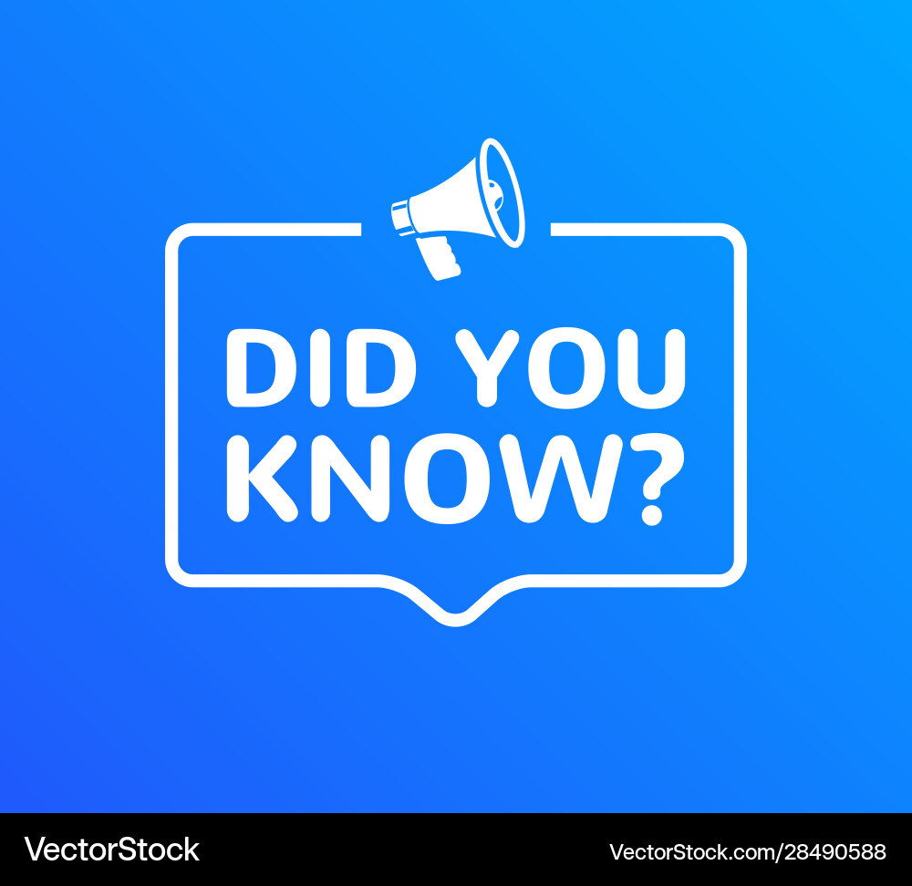 Did you know text in speech bubble message Did you know text in speech bubble message vector image
