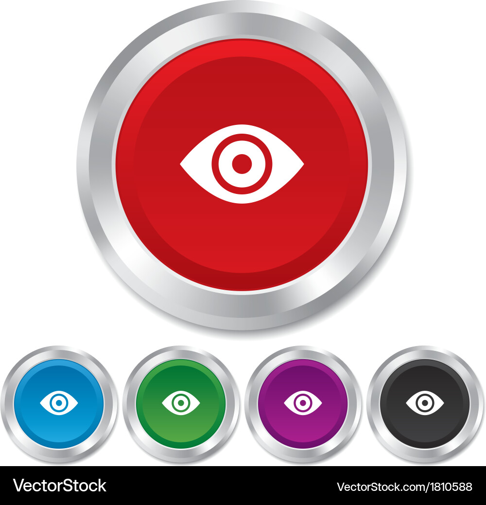 Eye sign icon publish content button vector image
