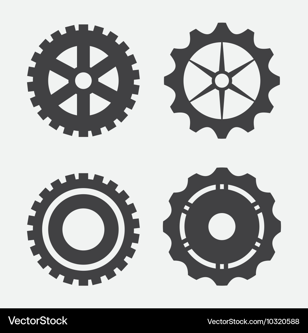 Gear cog machine part set design vector image