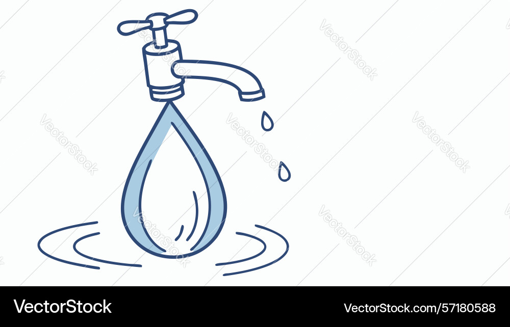 Leaking faucet with water drop design generative Vector Image