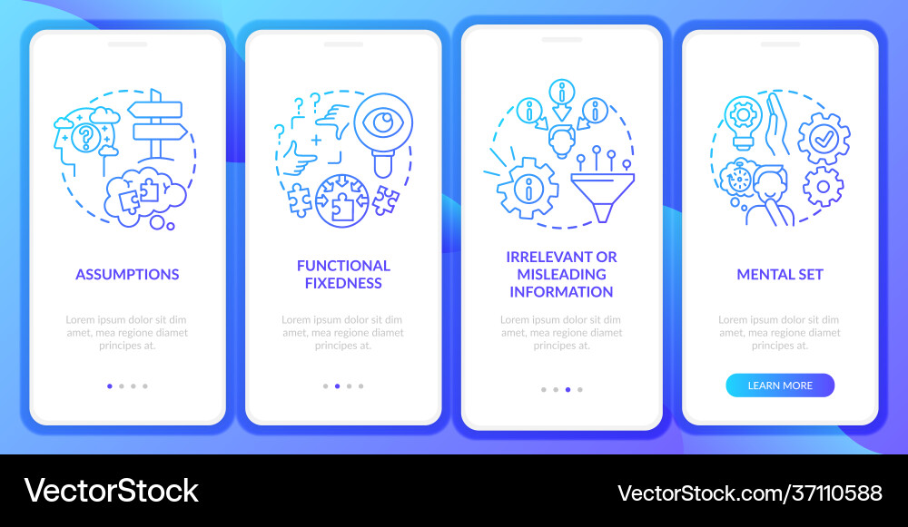 Problem solving obstacles navy onboarding mobile Vector Image