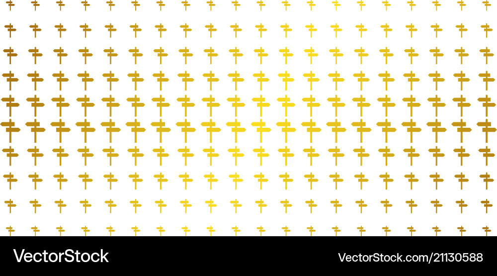 Road pointer golden halftone matrix Road pointer golden halftone matrix vector image