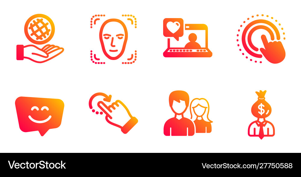 Rotation gesture smile face and detection Rotation gesture smile face and detection vector image