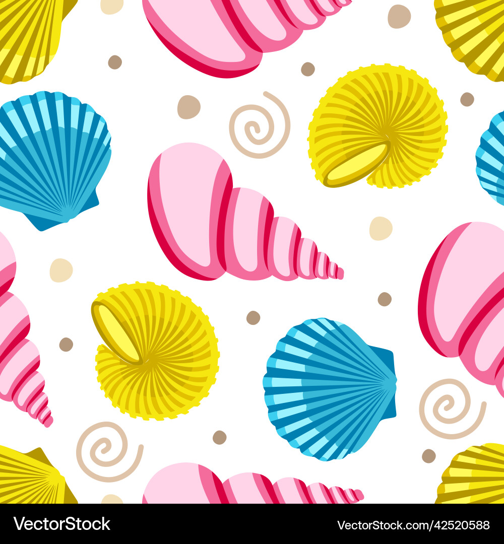 Seamless pattern with shells and clams on a white Seamless pattern with shells and clams on a white Vector Image
