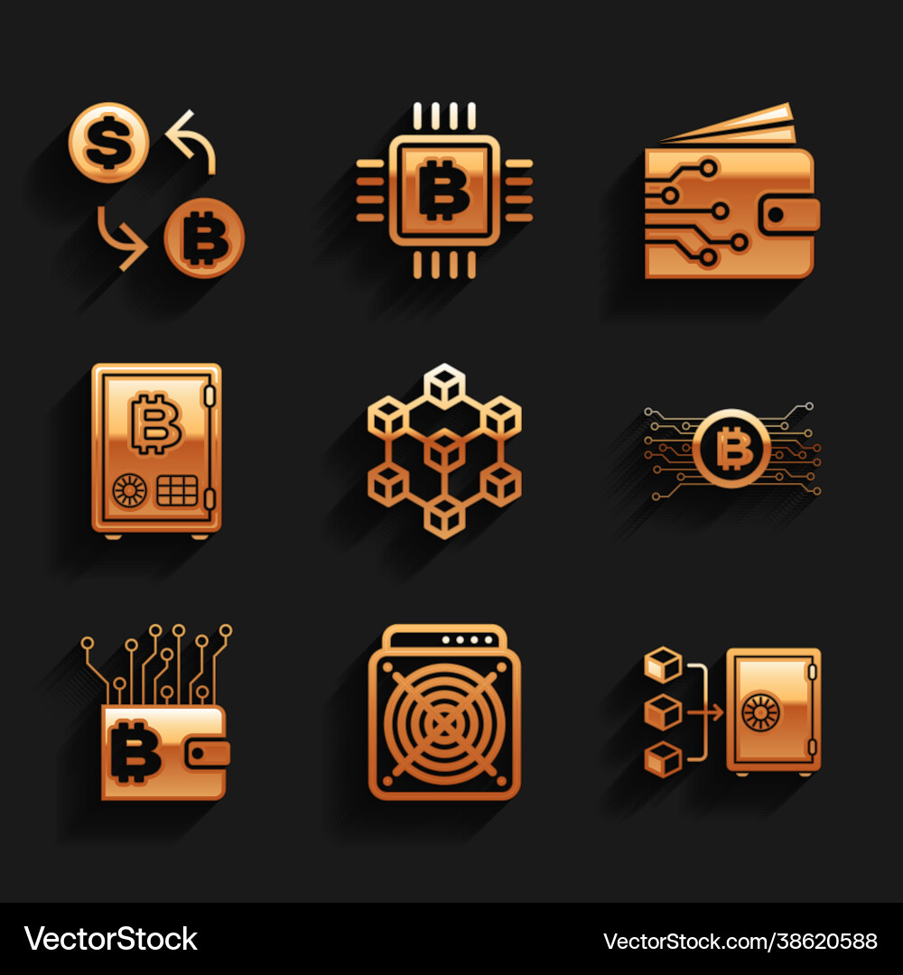 Set blockchain technology asic miner proof Set blockchain technology asic miner proof Vector Image