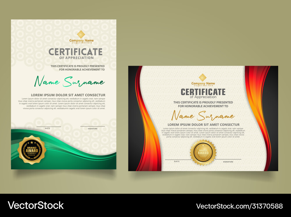 Set modern certificate template with flow lines Set modern certificate template with flow lines Vector Image