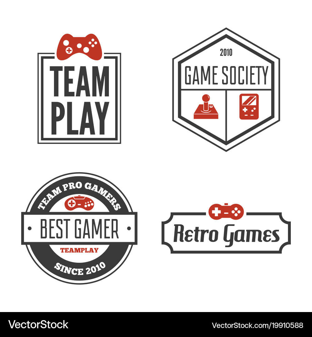 Set of game play joystick in vintage style vector image