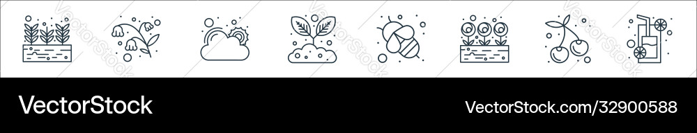 Spring line icons linear set quality Spring line icons linear set quality vector image