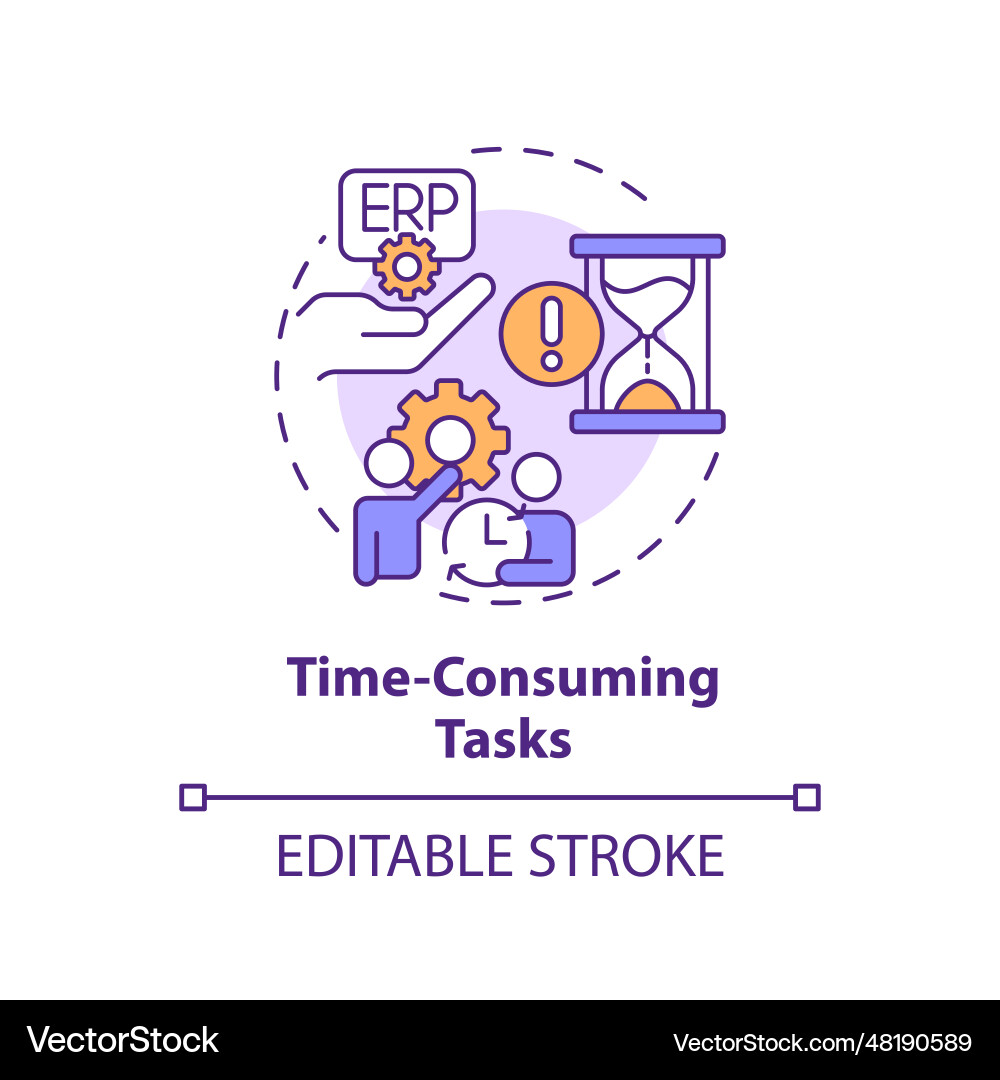 2d time consuming tasks line icon concept 2d time consuming tasks line icon concept vector image
