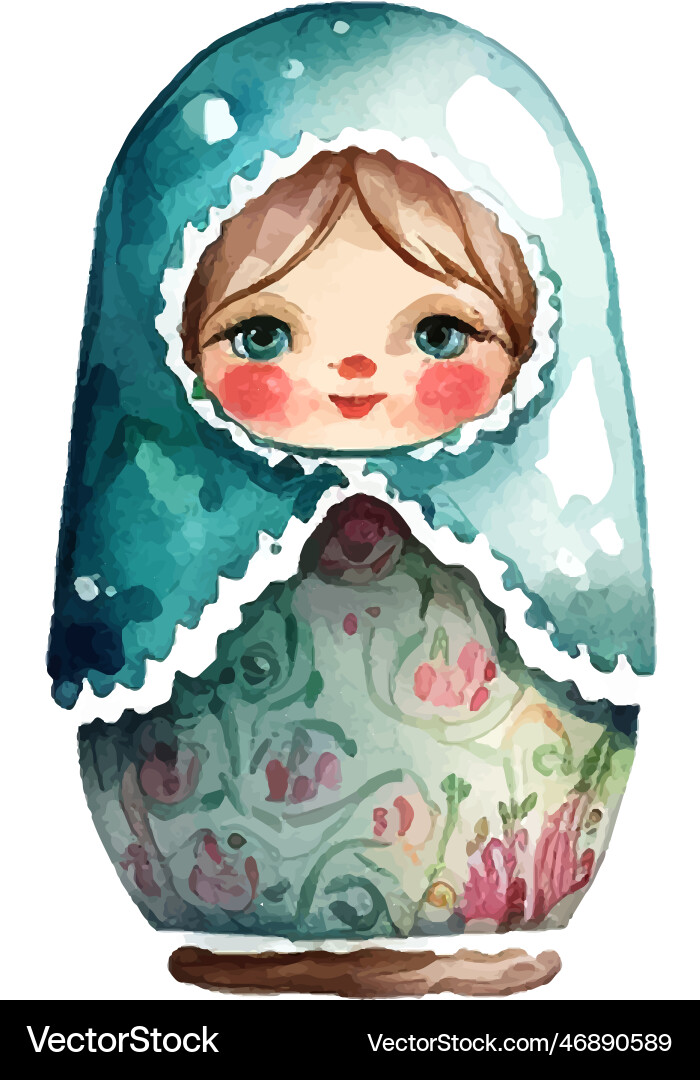 Aquarell russland matryoshka Puppe Blumen russisch Aquarell russland matryoshka Puppe Blumen russisch vektorbild