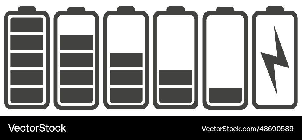 Batterieladungen in schwarzer Ladeanzeige Batterieladungen in schwarzer Ladeanzeige vektorbild