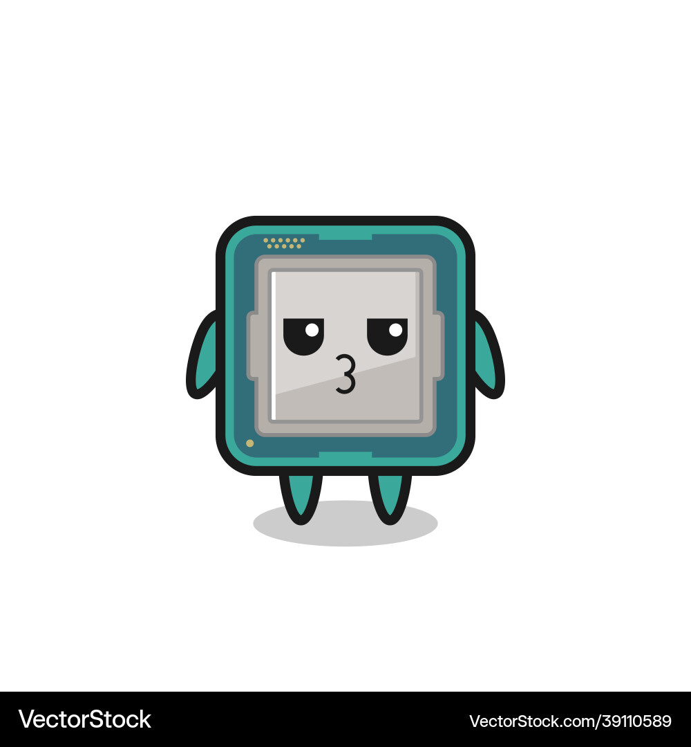Bored expression of cute processor characters Bored expression of cute processor characters vector image