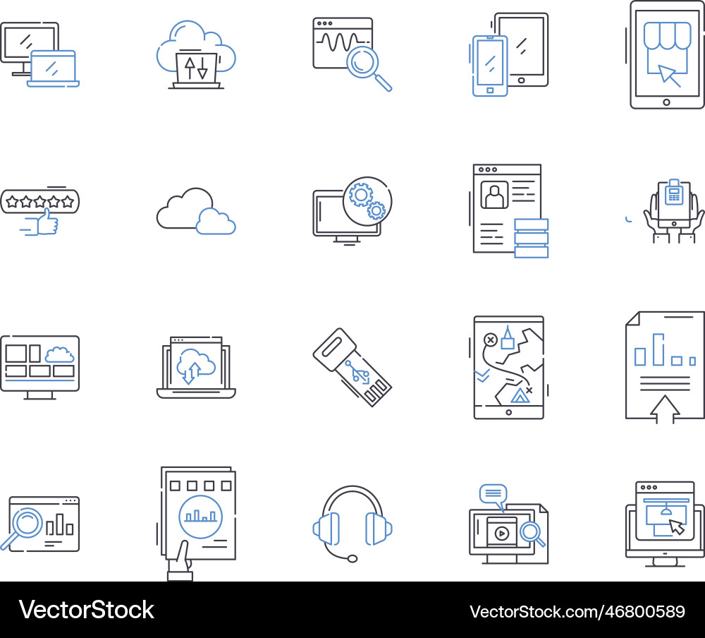 Cloud computing line icons collection Vector Image