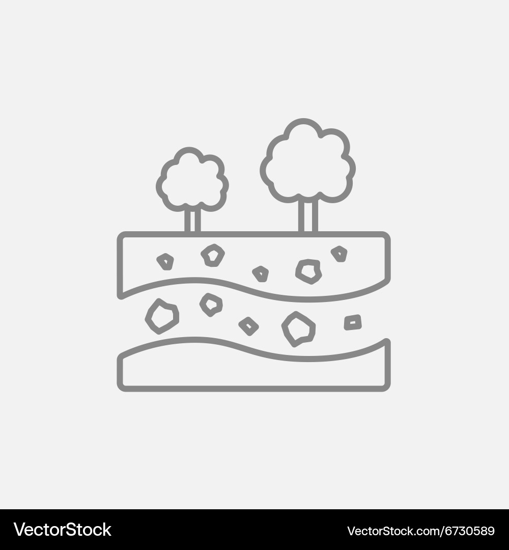 Cut of soil with different layers and trees on top Vector Image
