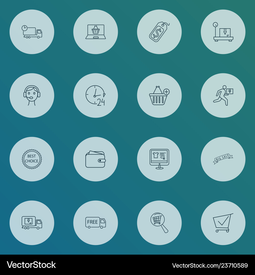E-commerce icons line style set with wallet E-commerce icons line style set with wallet vector image