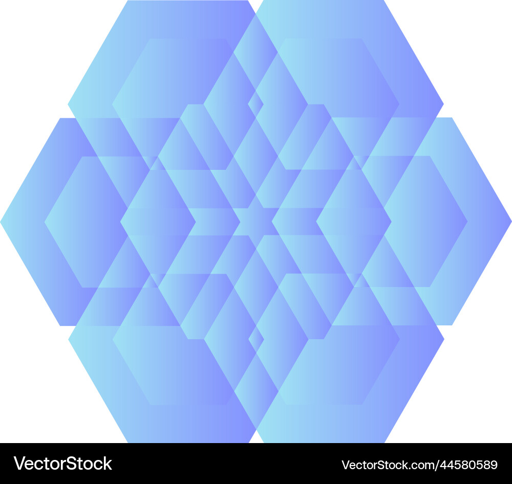 Hexagonal openwork snowflake color blue gradient Hexagonal openwork snowflake color blue gradient Vector Image
