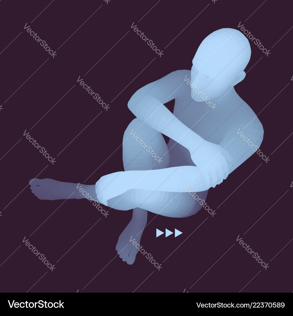 Man in a thinker pose 3d model of Man in a thinker pose 3d model of vector image