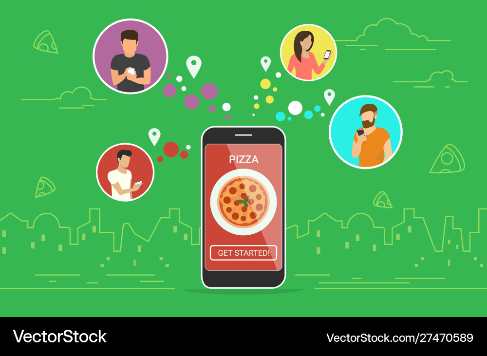 Ordering pizza online concept design Ordering pizza online concept design vector image