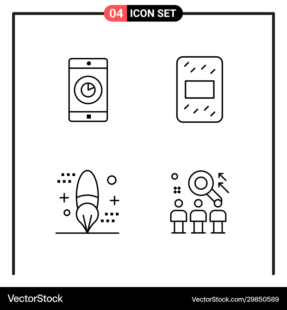Set 4 line style icons for web and mobile Vector Image