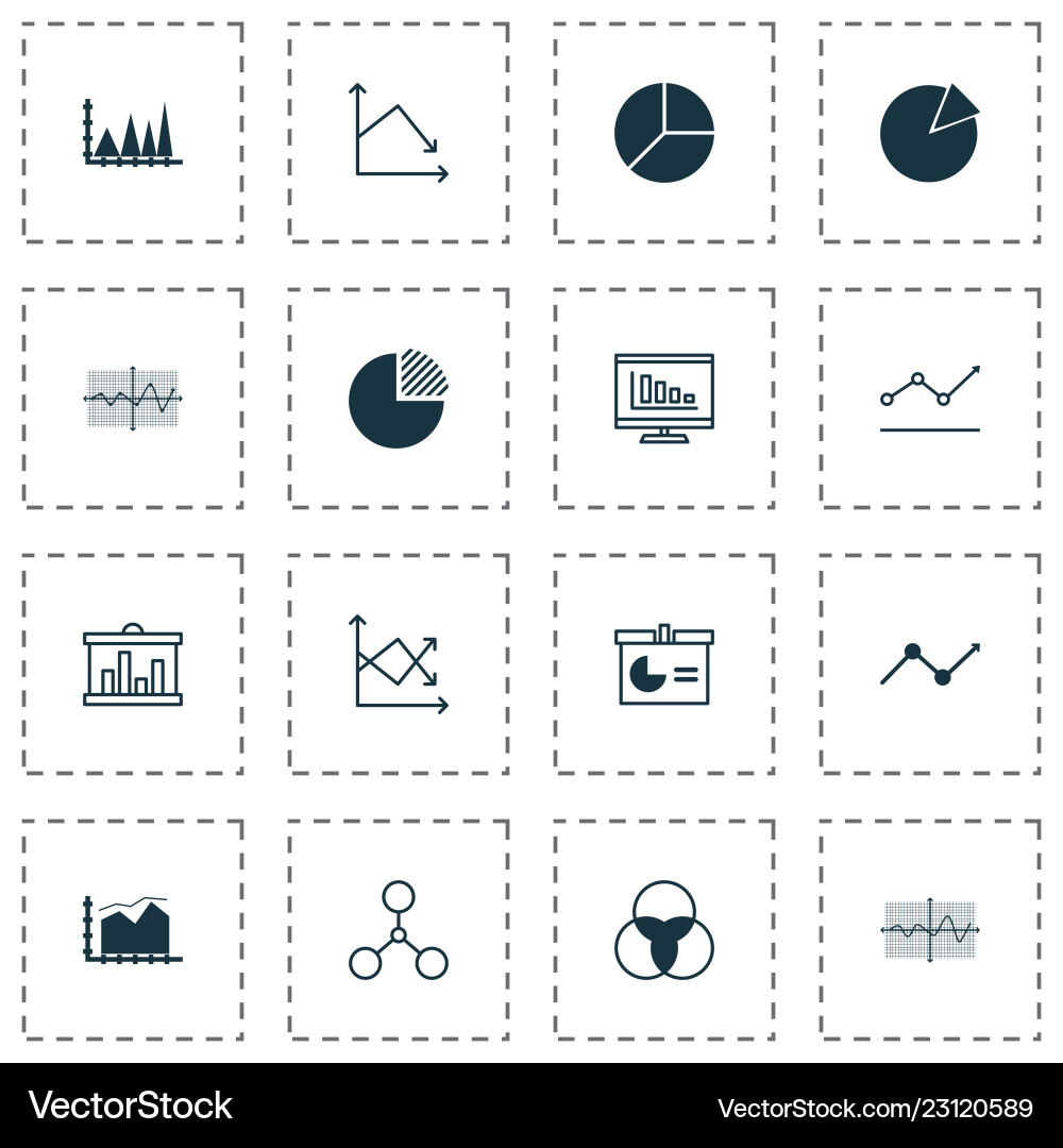Set of graphs diagrams and statistics icons Set of graphs diagrams and statistics icons vector image