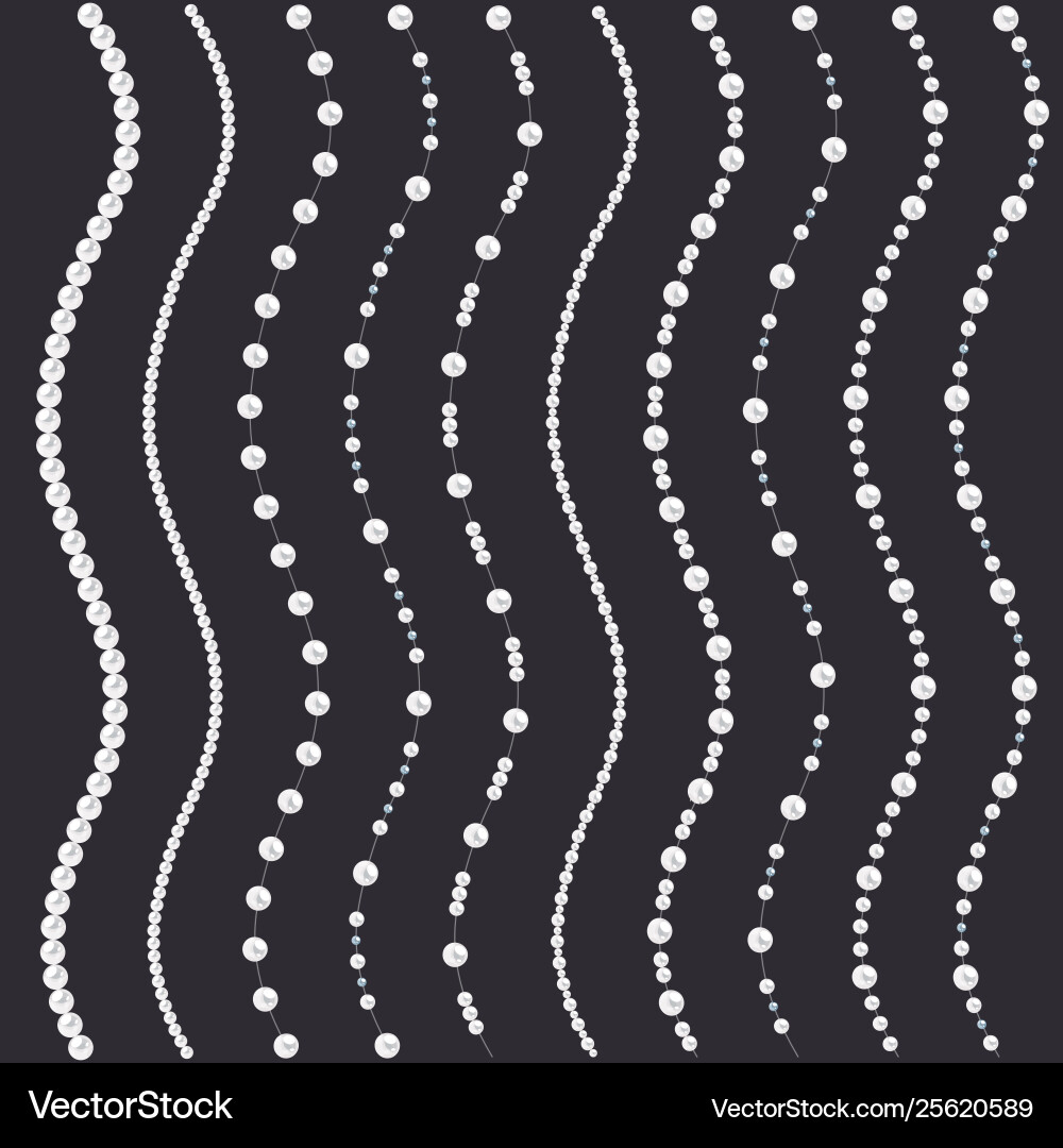 Set pearl wavy strings isolated on gray Set pearl wavy strings isolated on gray vector image
