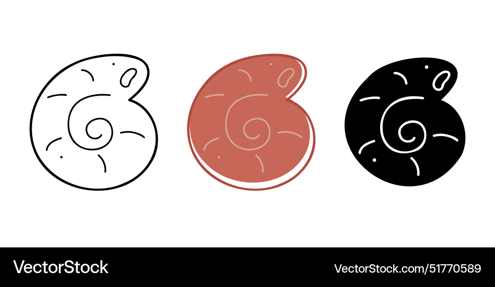 Set with one seashell in different colors doodle Set with one seashell in different colors doodle vector image