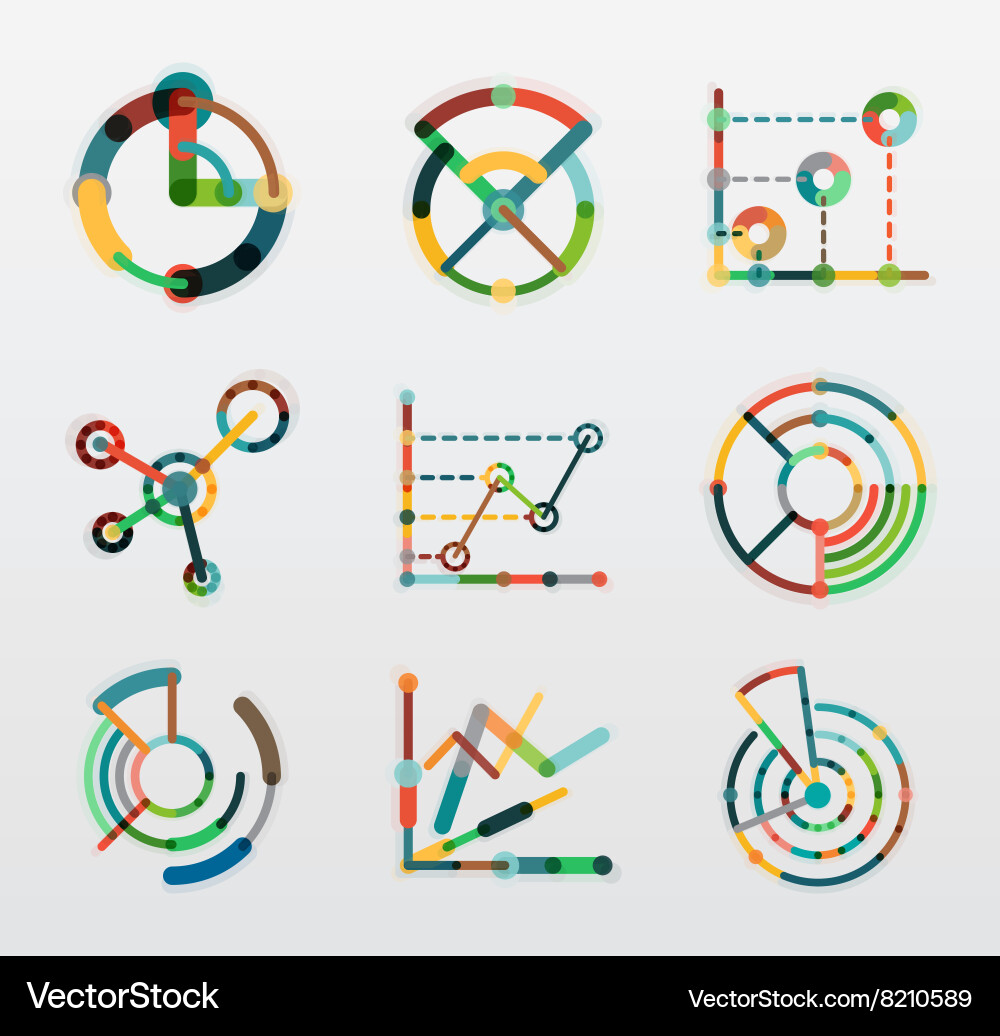 Thin line chart logo set graph icons modern Vector Image