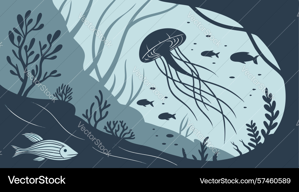 Underwater compass navigating a mysterious deep Vector Image