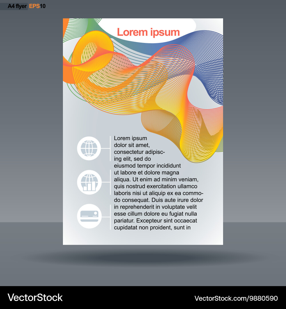 Abstract print a4 design with colored lines Vector Image