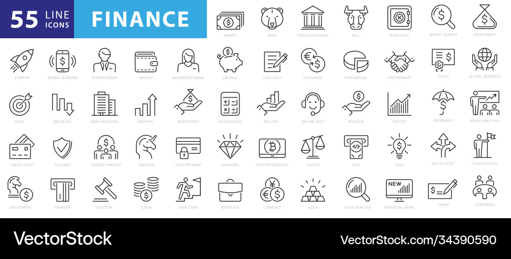 Business and finance editable stroke line icon Business and finance editable stroke line icon vector image