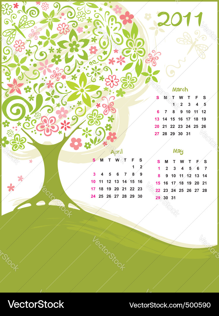 Calendar spring Royalty Free Vector Image - VectorStock