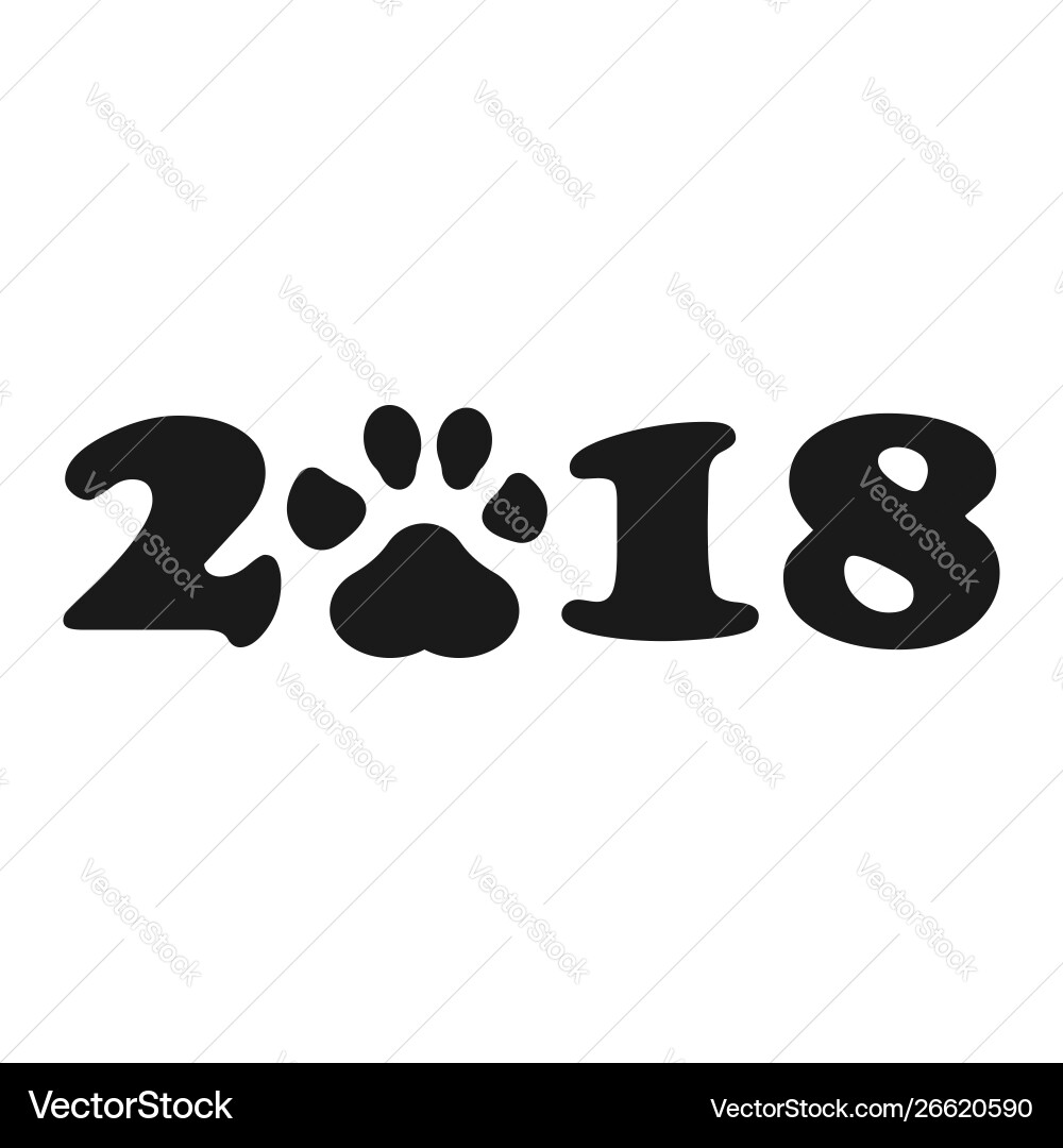 Chinese calendar for new year dog 2018 paw Chinese calendar for new year dog 2018 paw vector image