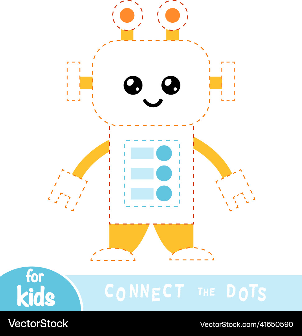 Connect the dots game for children robot Vector Image