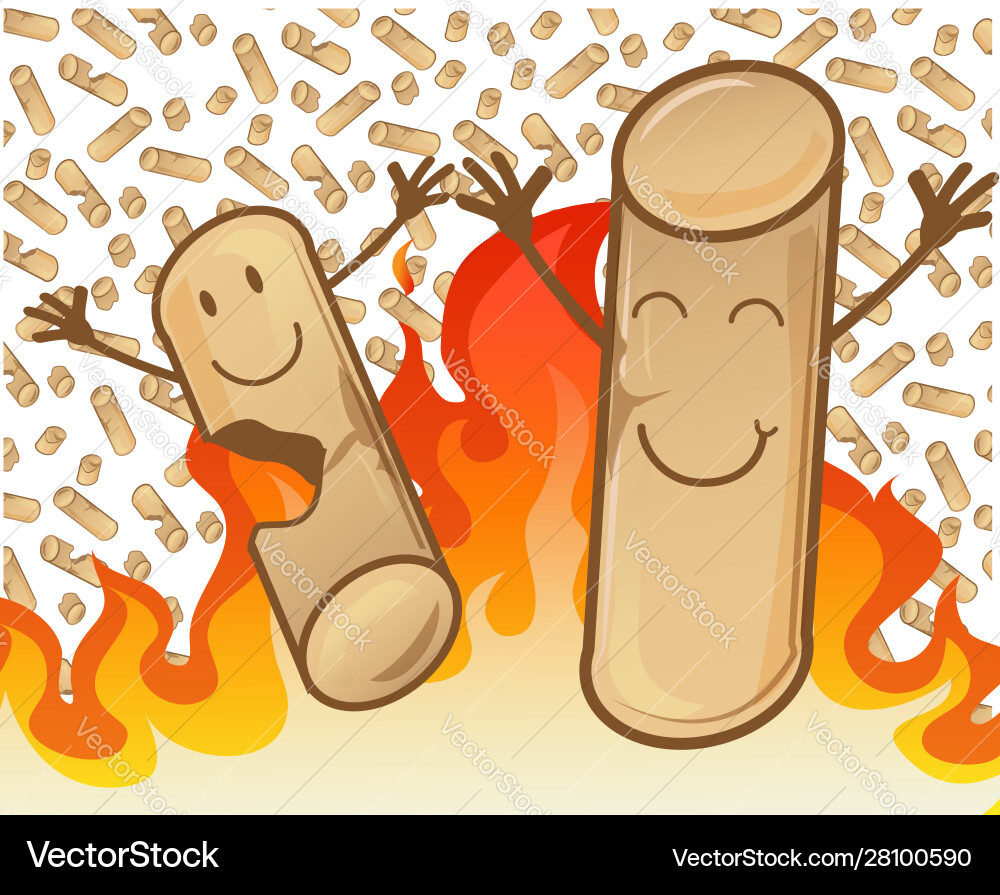 Couple cheerful pellets on flame background vector image