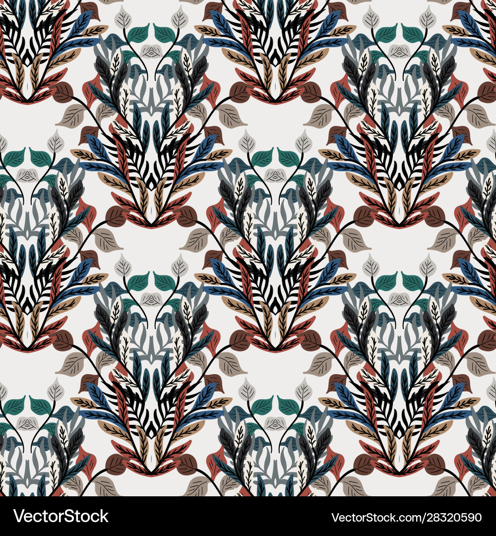 Damask flourish curl fancy seamless pattern swatch Damask flourish curl fancy seamless pattern swatch vector image