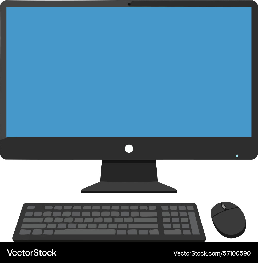 Desktop computer with keyboard and mouse vector image