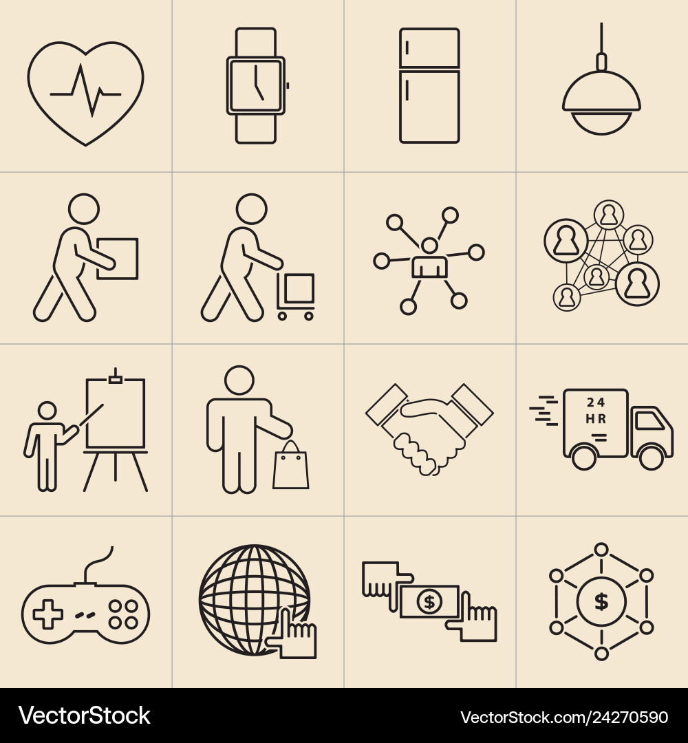 Exhibition line icons set Exhibition line icons set vector image
