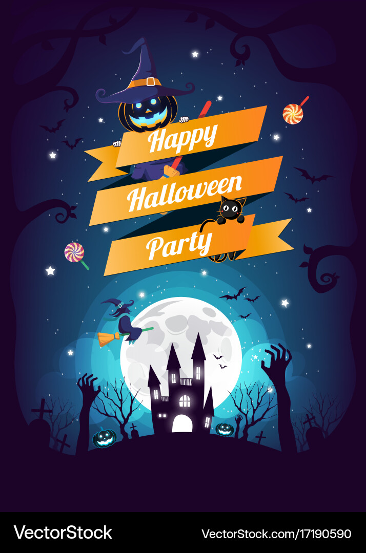 Halloween character and element design background Vector Image