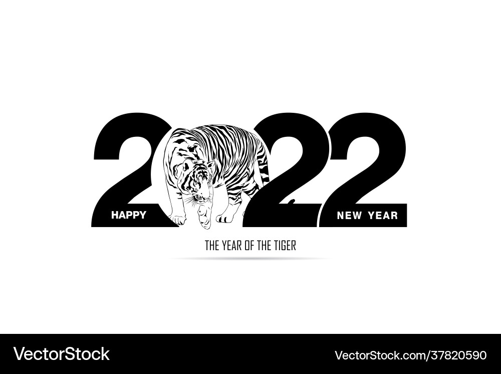 Happy new year 2022 tiger Happy new year 2022 tiger vector image