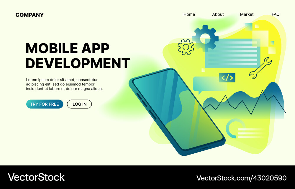 Mobile app development horizontal web banner Mobile app development horizontal web banner vector image