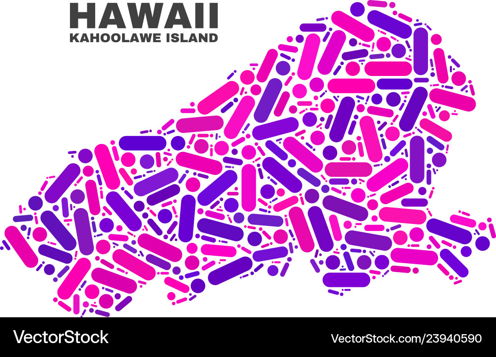 Mosaic kahoolawe island map of dots and lines Vector Image