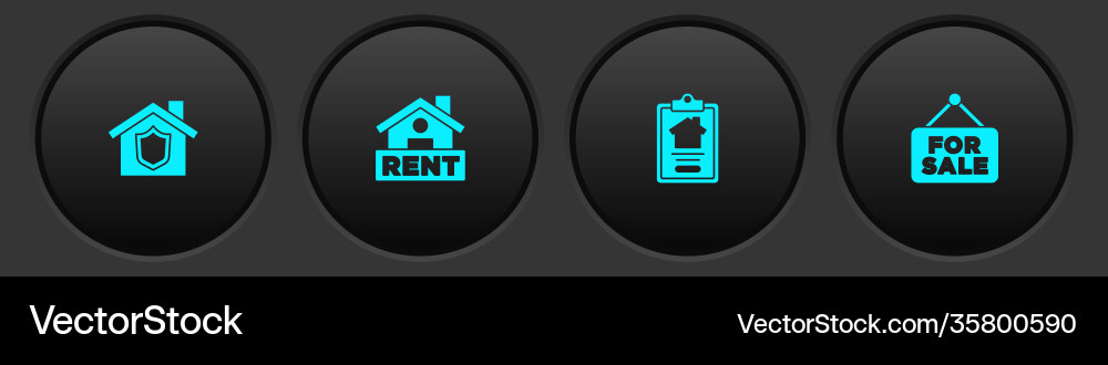 Set house with shield hanging sign rent contract Set house with shield hanging sign rent contract vector image