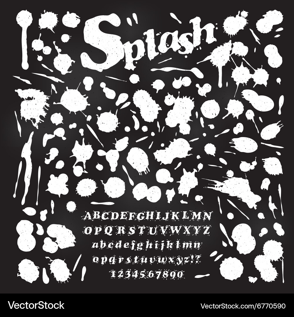 Splatter Font with Numbers vector image