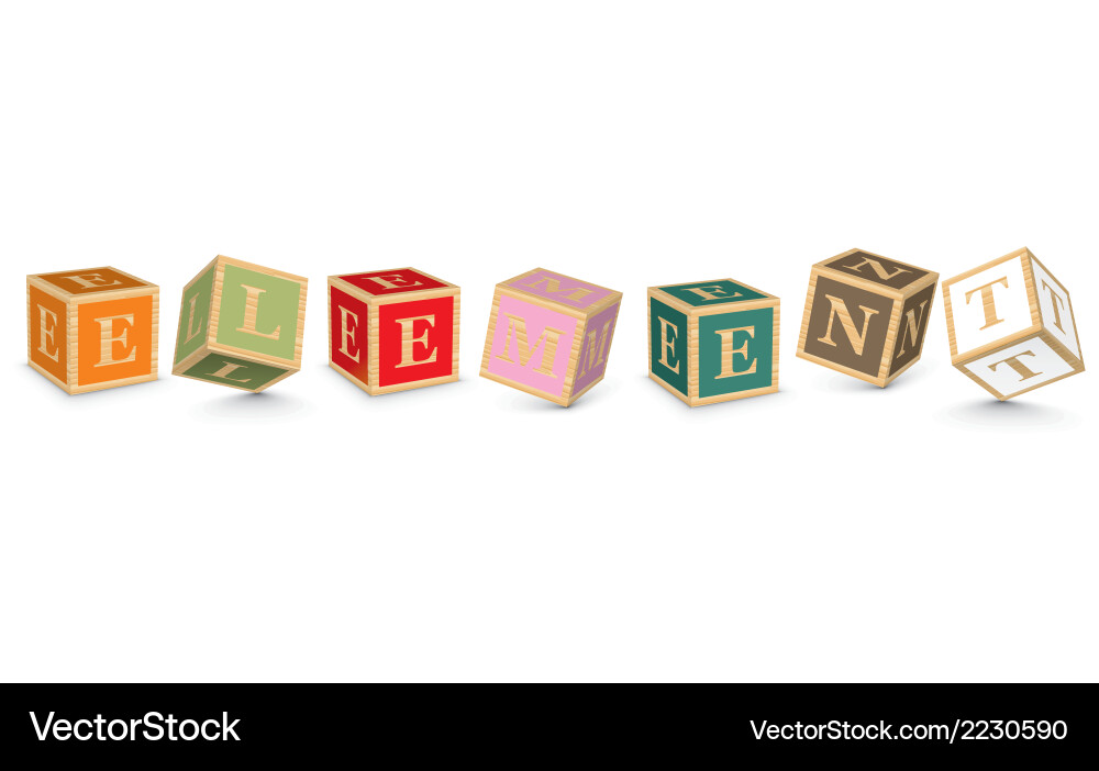 Word element written with alphabet blocks vector image