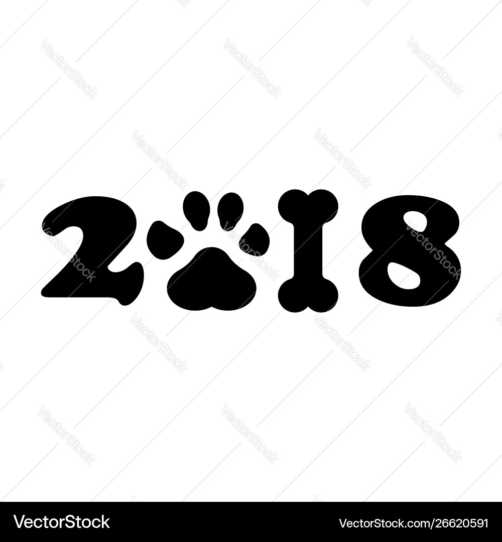 Chinese calendar for new year dog 2018 paw Chinese calendar for new year dog 2018 paw vector image