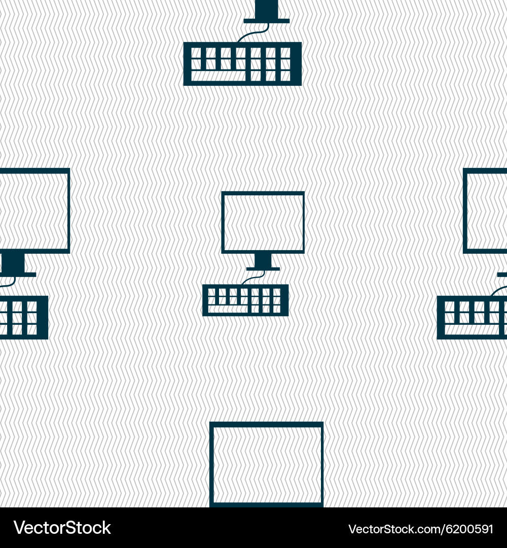 Computer monitor and keyboard icon seamless vector image