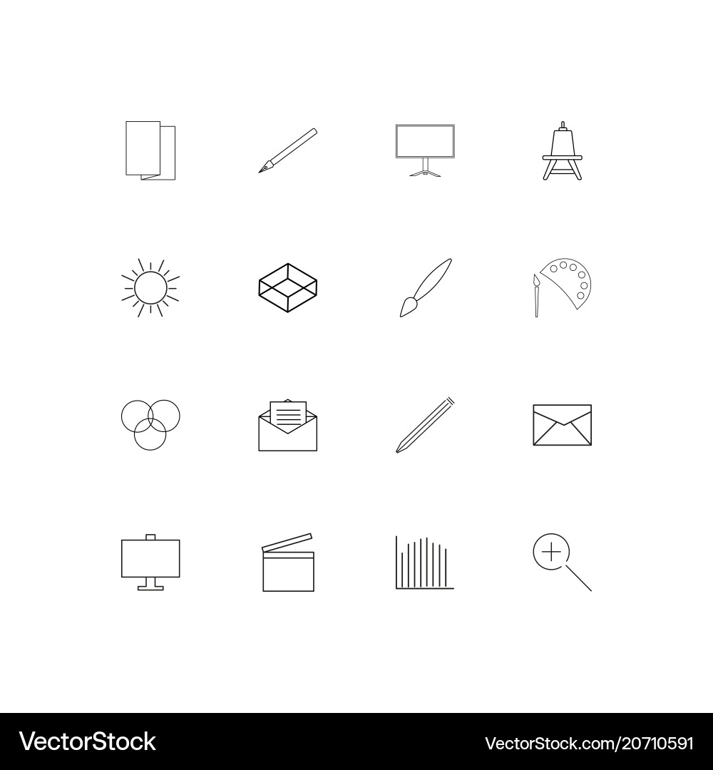 Creative process and design simple linear icons Vector Image