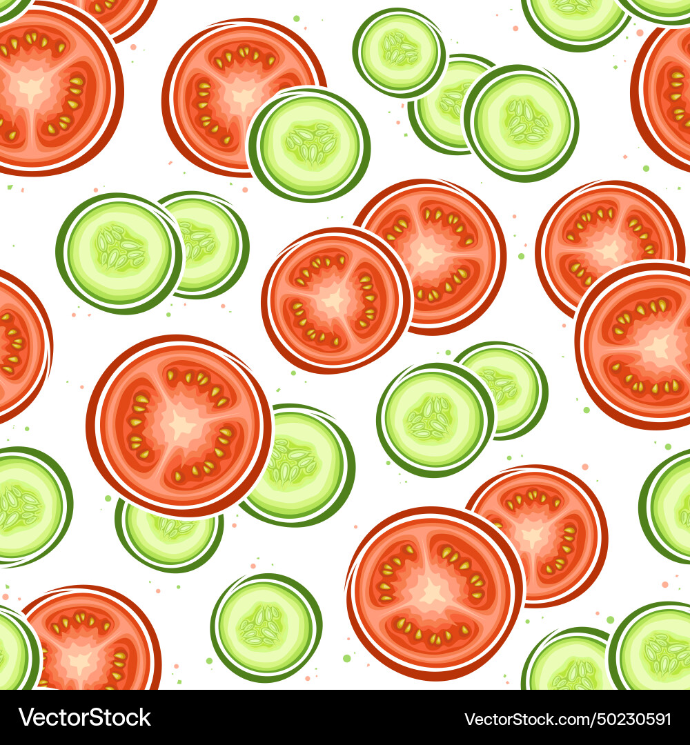 Cucumber and tomato seamless pattern vector image
