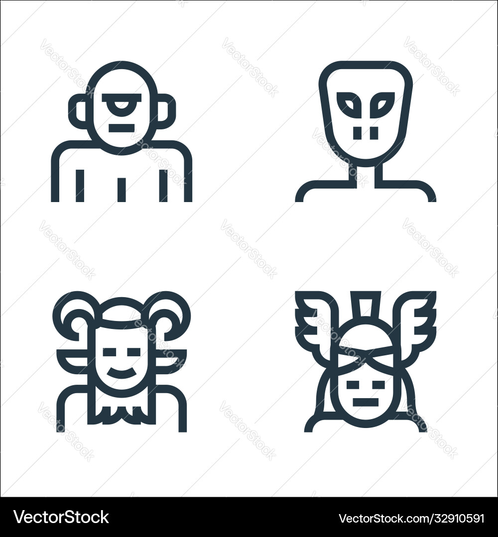 Fantastic characters line icons linear set Fantastic characters line icons linear set vector image